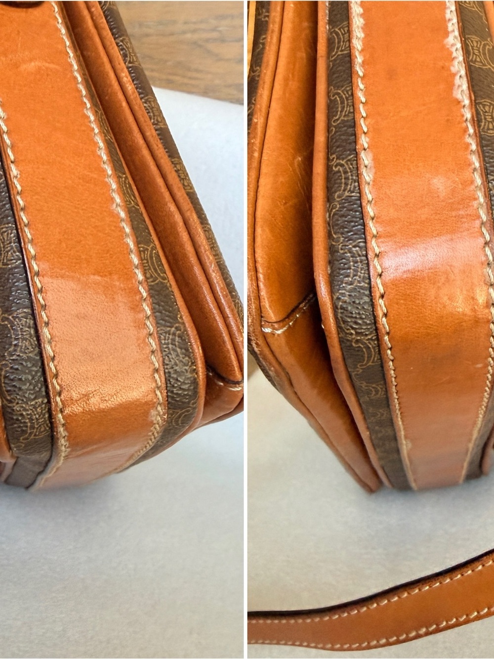 Celine Brown Macadam Print Crossbody with Tan Leather Trim and Gold Hardware - Picture 11 of 13